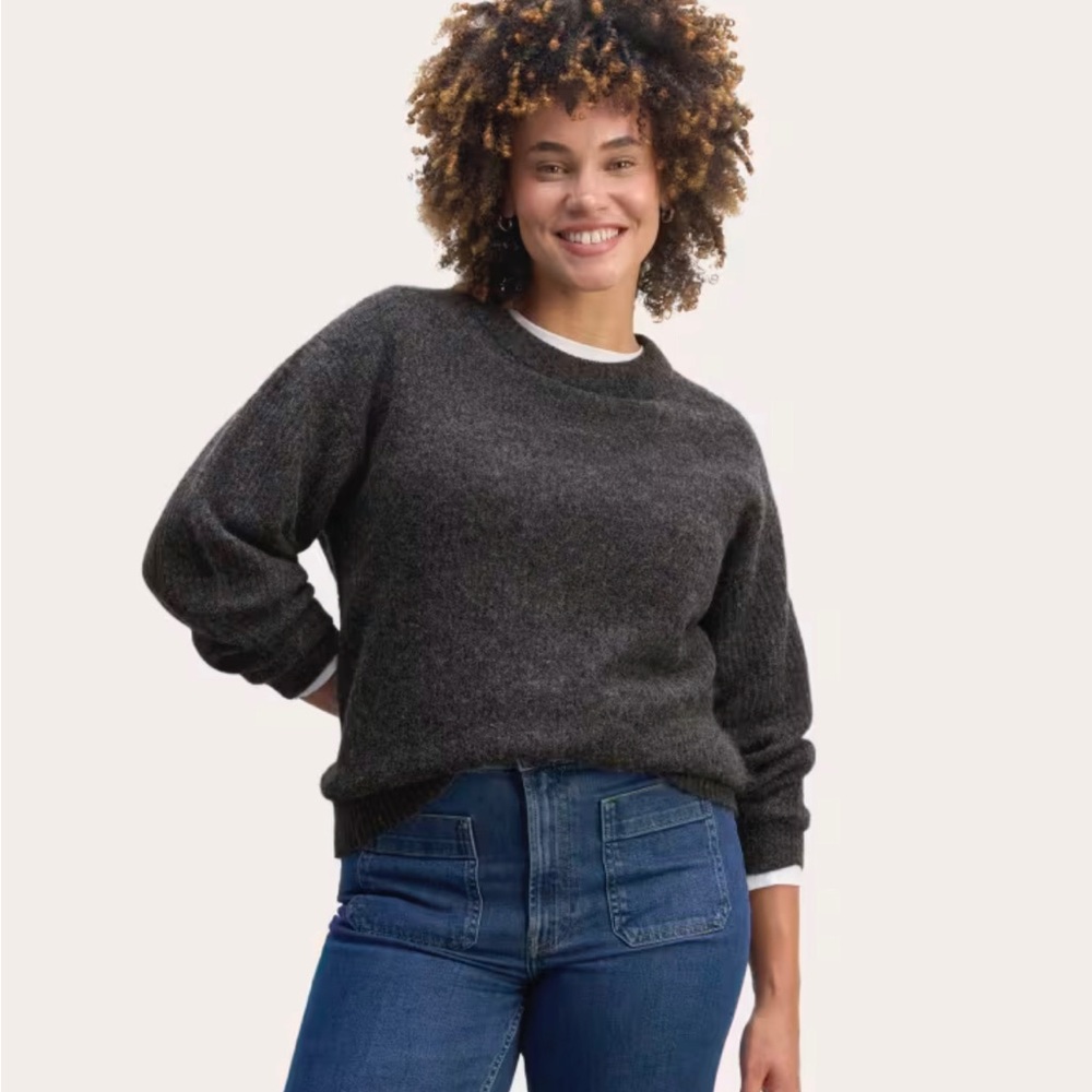 Everlane Alpaca Cocoon Crewneck Sweater in Burnt Orange